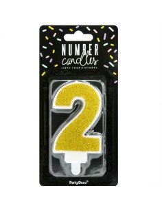 PartyDeco Kaars Nummer 2 - Goud 2