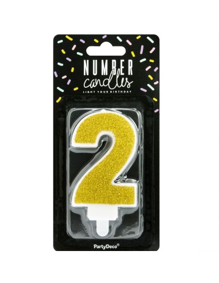 PartyDeco Kaars Nummer 2 - Goud
