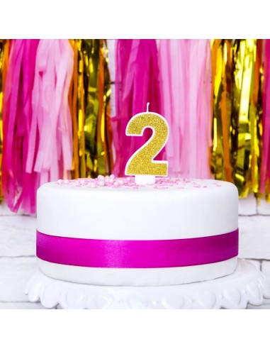 PartyDeco Kaars Nummer 2 - Goud