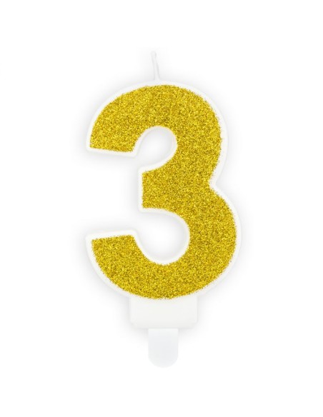 PartyDeco Kaars Nummer 3 - Goud