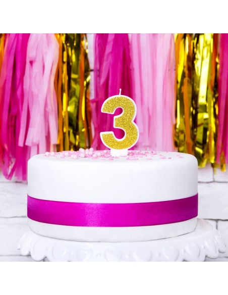 PartyDeco Kaars Nummer 3 - Goud