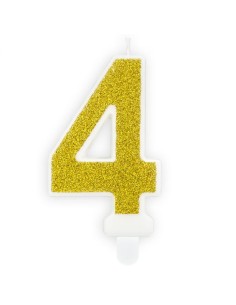 PartyDeco Kaars Nummer 4 - Goud