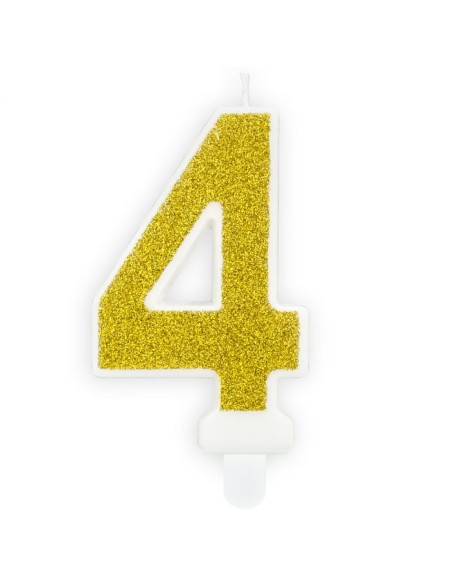 PartyDeco Kaars Nummer 4 - Goud