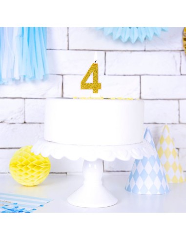 PartyDeco Kaars Nummer 4 - Goud