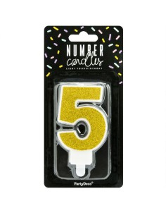 PartyDeco Kaars Nummer 5 - Goud 2