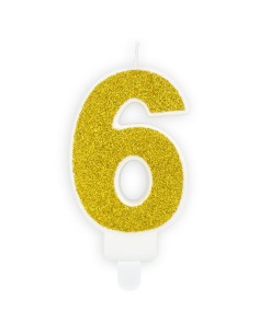 PartyDeco Kaars Nummer 6 - Goud