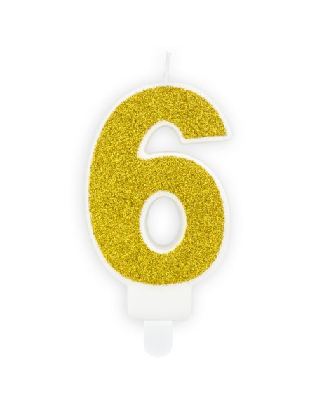 PartyDeco Kaars Nummer 6 - Goud