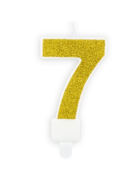 PartyDeco Kaars Nummer 7 - Goud