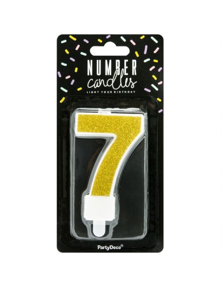 PartyDeco Kaars Nummer 7 - Goud