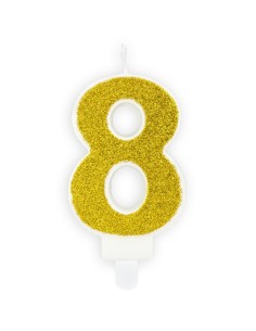 PartyDeco Kaars Nummer 8 - Goud