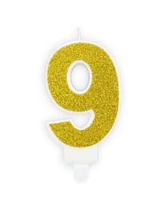 PartyDeco Kaars Nummer 9 - Goud