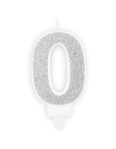 PartyDeco Kaars Nummer 0 - Zilver