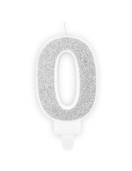 PartyDeco Kaars Nummer 0 - Zilver