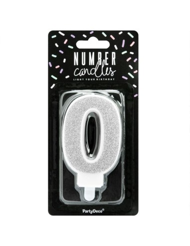 PartyDeco Kaars Nummer 0 - Zilver