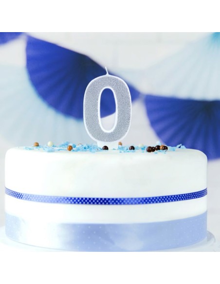 PartyDeco Kaars Nummer 0 - Zilver
