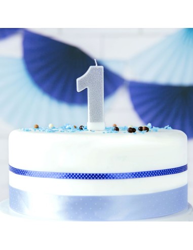 PartyDeco Kaars Nummer 1 - Zilver