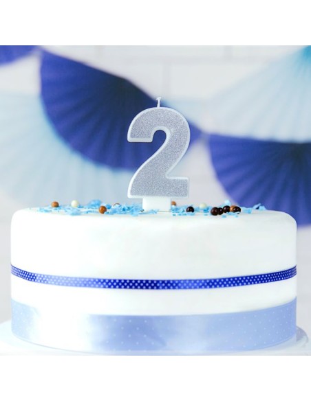 PartyDeco Kaars Nummer 2 - Zilver