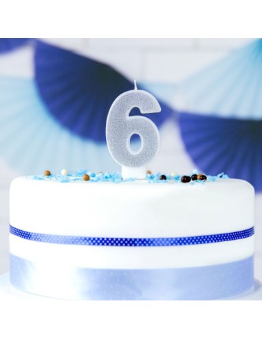 PartyDeco Kaars Nummer 6 - Zilver