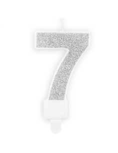 PartyDeco Kaars Nummer 7 - Zilver