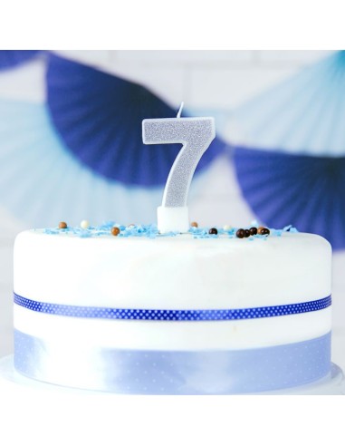 PartyDeco Kaars Nummer 7 - Zilver