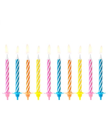 PartyDeco Verjaardag Kaarsen Gekleurd -10st-