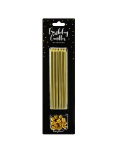 PartyDeco Verjaardag Kaarsen Goud 12,5 cm -12st- 2