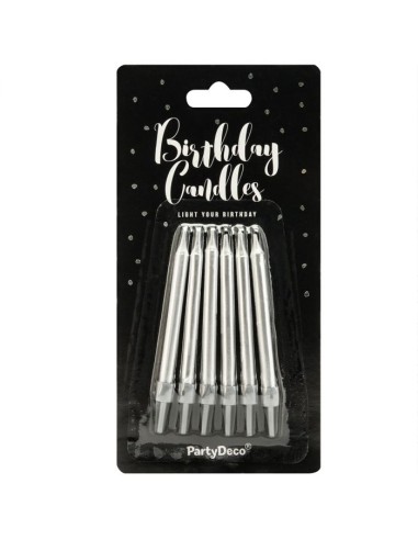 PartyDeco Verjaardag Kaarsen Zilver 6cm -6st-