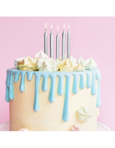 PartyDeco Verjaardag Kaarsen Zilver 6cm -6st-