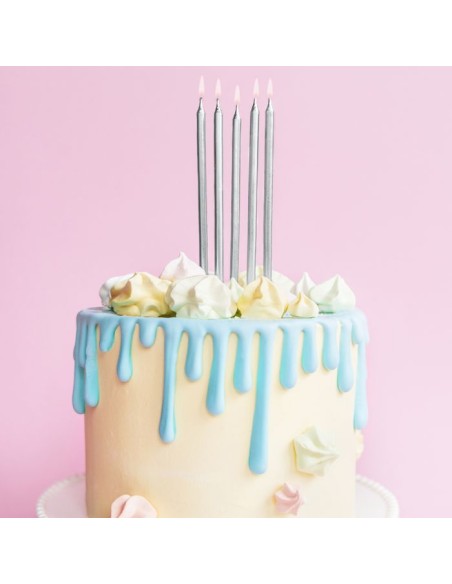 PartyDeco Verjaardag Kaarsen Zilver 12,5cm -12st-