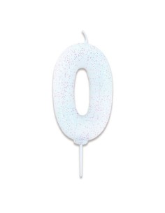 Glitter Kaars Wit Nummer 0 //