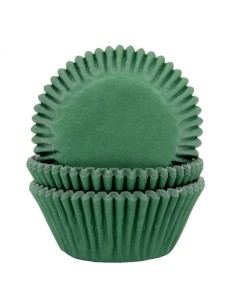 House of Marie Baking Cups Effen Donkergroen -48st-
