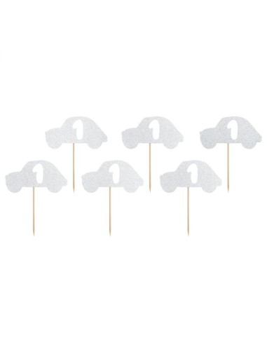 PartyDeco Cupcake Toppers 1st Birthday Auto -6st- //