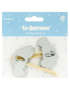 PartyDeco Cupcake Toppers 1st Birthday Auto -6st- // 2