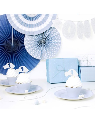 PartyDeco Cupcake Toppers 1st Birthday Auto -6st- //