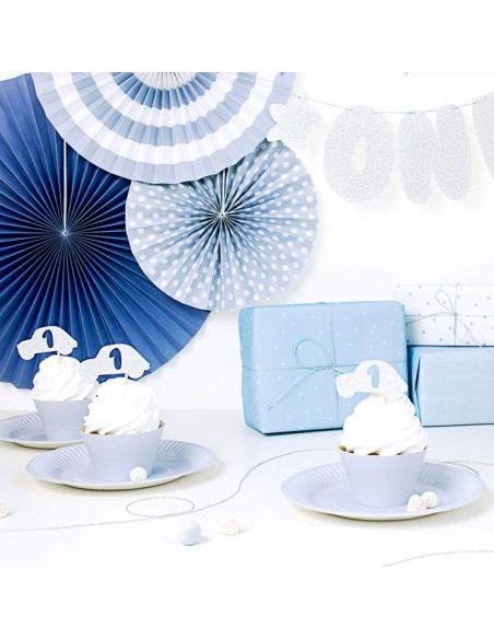 PartyDeco Cupcake Toppers 1st Birthday Auto -6st- //