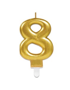 Metallic Glitter Kaars Goud Nummer 8 //