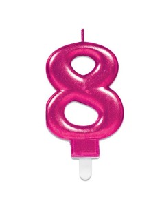 Metallic Glitter Kaars Fel Roze Nummer 8 //