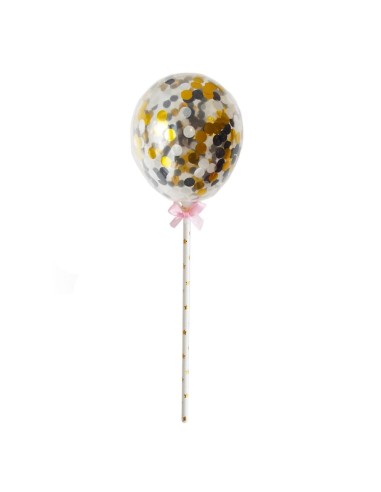 Mini Confetti Ballon Zwart & Goud