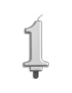 Metallic Kaars Zilver Nummer 1