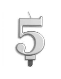 Metallic Kaars Zilver Nummer 5 //