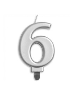 Metallic Kaars Zilver Nummer 6 //