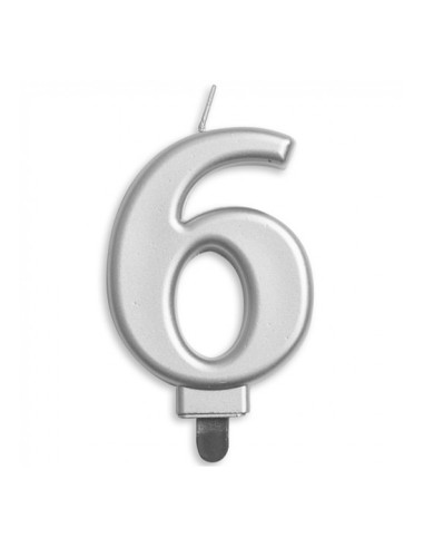 Metallic Kaars Zilver Nummer 6 //