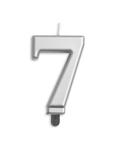 Metallic Kaars Zilver Nummer 7 //
