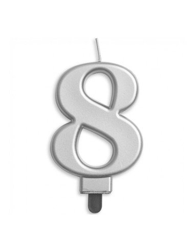 Metallic Kaars Zilver Nummer 8 //