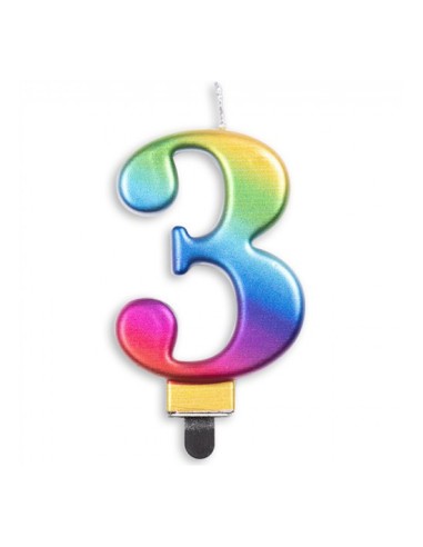 Metallic Kaars Regenboog Nummer 3 //