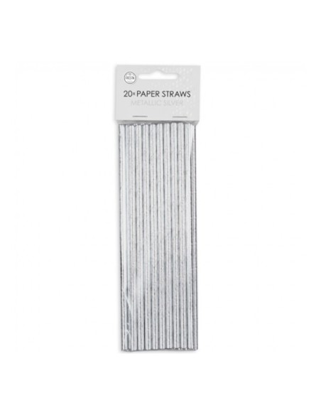 Rietjes Metallic Zilver -20st-