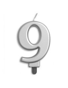 Metallic Kaars Zilver Nummer 9 //