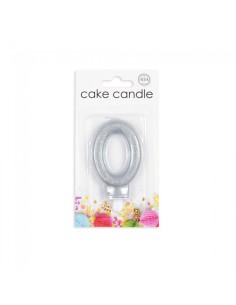 Glitter Kaars Zilver Nummer 0 // 2