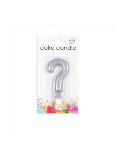 Glitter Kaars Zilver Vraagteken //
