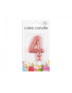 Glitter Kaars Rosé Goud Nummer 4 // 2